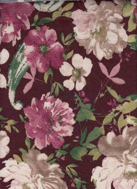 Floral Knit Hachi Fabric- Hachibrusf430 Burgandy-Mauve-Taupe