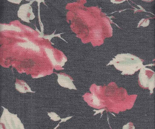 Floral Knits French Terry Fabric- FrenchterF0001 Black-Red - Fabrics by ...