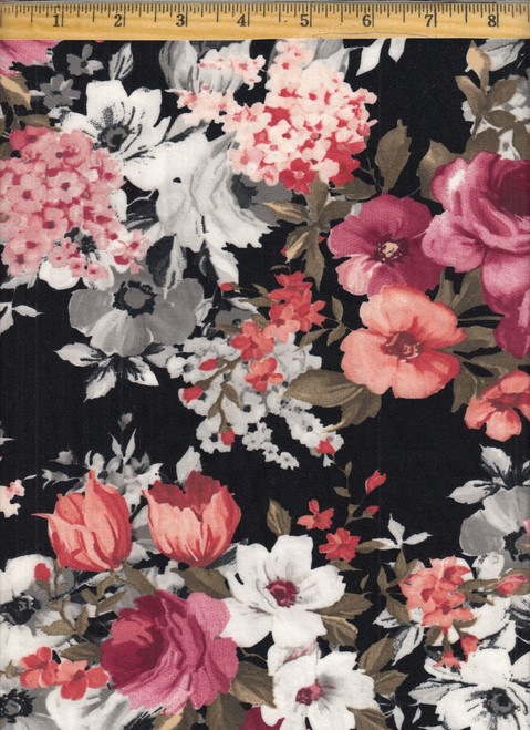 Floral Knit DTY Brushed Polyester Knit Spandex Fabric - DTY Brush F8199 ...