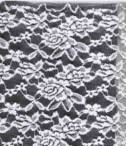 Dot Knits Lace Fabric- Lace PrtD348 Black-White Dot