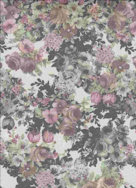 Floral Knit Power Mesh Fabric - Power MeshF100 Taupe-Gray