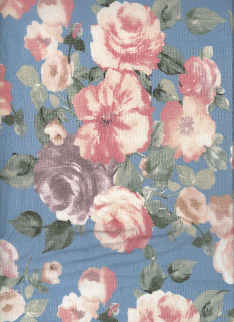 Floral Knit Power Mesh Fabric - Power MeshF132 Blue-Mauve