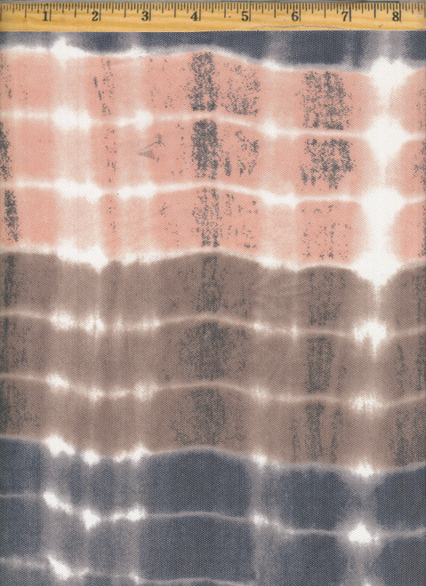Tie Dye Knit Power Mesh Fabric - Power Meshtd1242 Navy-Brown-Peach