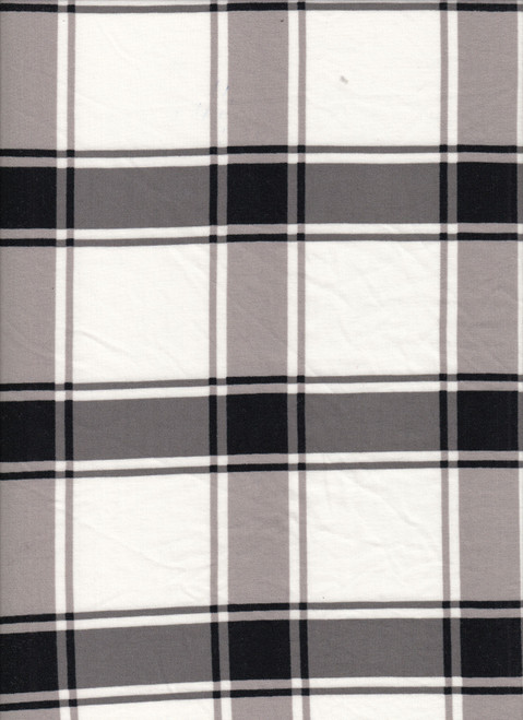 Plaid Knits Dty Brushed Polyester Knits Spandex Fabric - DTY Brush PL1193 Ivory-Black