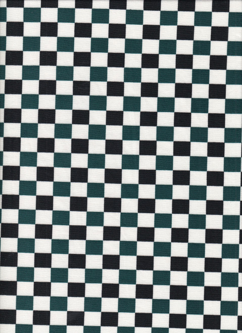 Plaid Knits Dty Brushed Polyester Knits Spandex Fabric - DTY Brush PL1987A Black-White-Hunter