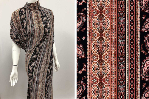 Aztec Knits Dty Brushed Polyester Knits Spandex Fabric - DTY Brush Z1003V Black-Taupe