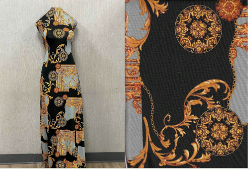 VERSACE Knit DTY Fabric - DTY V1533-YELLOW-BLACK