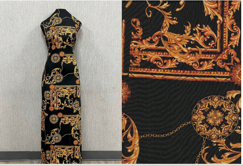VERSACE Knit DTY Fabric - DTY  V1542S- BLK-GOLD
