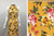 Floral Knit DTY Polyester Knit Spandex Fabric - DTY F1039S Mustard-Coral