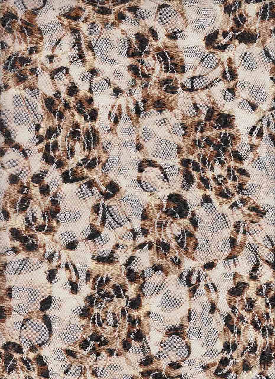 Animal Knits Lace Fabric- Lace PrtA256 Taupe - Fabrics by the Yard