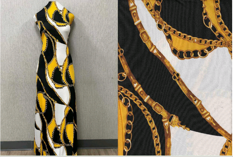 VERSACE Knit DTY Fabric - DTY V1623-BLK-GOLD-TPE