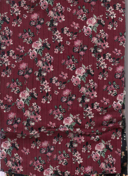 Floral Burgandy Fabric | French Terry Fabric | Fabricsyard