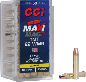Cci Maxi-mag 22wmr 30gr Tnt - Jhp 2200fps 50rd 40bx/cs Cci Maxi-mag 22wmr 30gr Tnt - Jhp 2200fps 50rd 40bx/cs