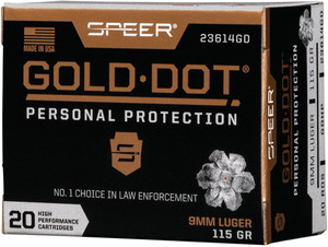 Speer Gold Dot 9mm Luger - 115gr Gdhp 20rd 10bx/cs Speer Gold Dot 9mm Luger - 115gr Gdhp 20rd 10bx/cs