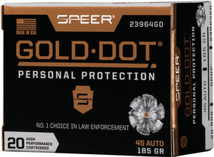 Speer Gold Dot 45 Acp - 185gr Gdhp 20rd 10bx/cs Speer Gold Dot 45 Acp - 185gr Gdhp 20rd 10bx/cs
