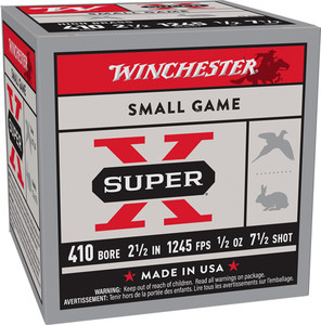 Winchester Super-x 410 2.5" - 1/2oz #7.5 25rd 10bx/cs Winchester Super-x 410 2.5" - 1/2oz #7.5 25rd 10bx/cs