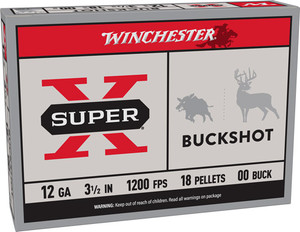 Winchester Super-x 12ga 3.5" - 00 Buck 18 Pellets 5rd 50bx/cs Winchester Super-x 12ga 3.5" - 00 Buck 18 Pellets 5rd 50bx/cs