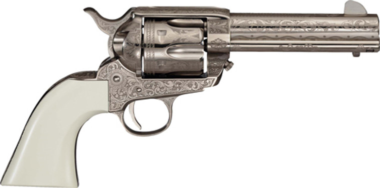 Cimarron Meldrum 357mag Pw Fs - 4.75" Engraved Nickel/ivory<