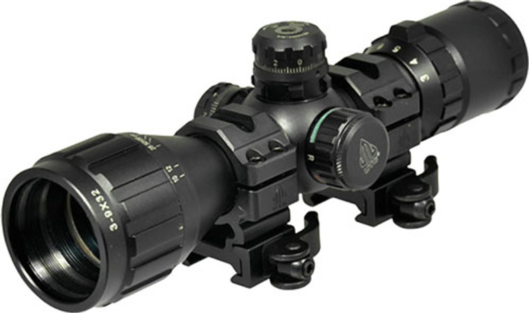 Utg Bugbuster 3-9x32 1" Rgb - Mil-dot W/qd Rings Black