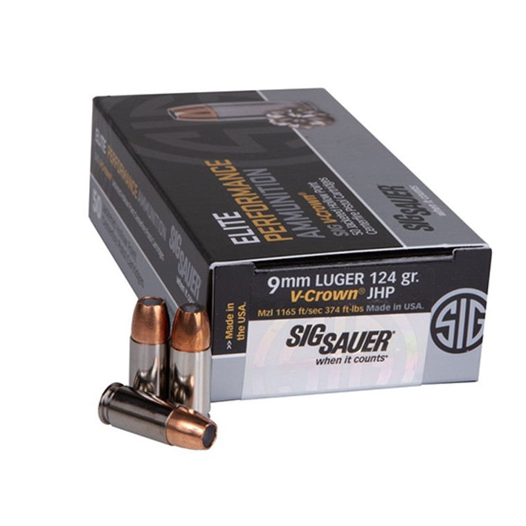 SIG AMMO 9MM 124GR ELITE V-CROWN JHP 50/10