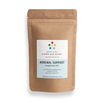 Adrenal support acupressure kit with essential oils for acupuncture points.