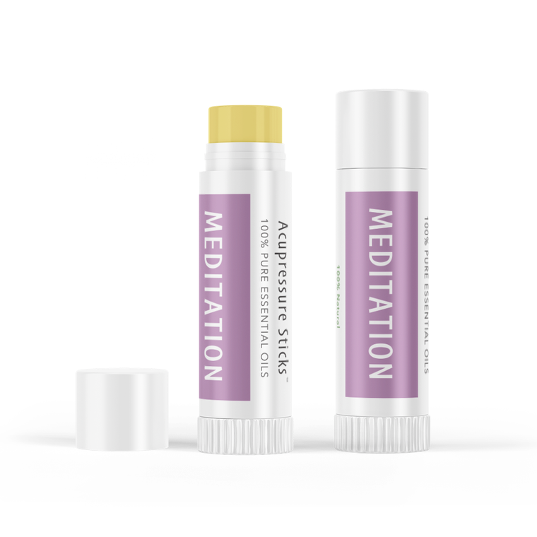 Acupressure stick with essential oils to center the mind and calm the emotions for meditation.