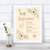 Blush Peach Floral Important Special Dates Personalized Wedding Sign