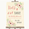 Blush Peach Floral Kids Table Personalized Wedding Sign