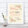 Blush Peach Floral Kids Table Personalized Wedding Sign