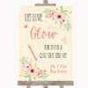 Blush Peach Floral Let Love Glow Glowstick Personalized Wedding Sign