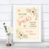Blush Peach Floral Let Love Sparkle Sparkler Send Off Personalized Wedding Sign