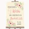 Blush Peach Floral Bucket List Personalized Wedding Sign