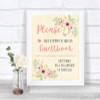 Blush Peach Floral Take A Moment To Sign Our Guest Book Wedding Sign