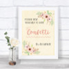 Blush Peach Floral Take Some Confetti Personalized Wedding Sign