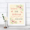 Blush Peach Floral Welcome To Our Wedding Personalized Wedding Sign