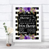 Black & White Stripes Purple Cheeseboard Cheese Song Personalized Wedding Sign