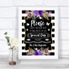 Black & White Stripes Purple Don't Post Photos Online Social Media Wedding Sign