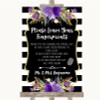 Black & White Stripes Purple Fingerprint Guestbook Personalized Wedding Sign