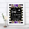 Black & White Stripes Purple Fingerprint Tree Instructions Wedding Sign