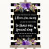 Black & White Stripes Purple In Our Thoughts Personalized Wedding Sign