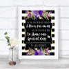 Black & White Stripes Purple In Our Thoughts Personalized Wedding Sign