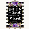Black White Stripes Purple Love Is Sweet Take A Treat Candy Buffet Wedding Sign