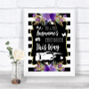 Black & White Stripes Purple Photobooth This Way Right Personalized Wedding Sign