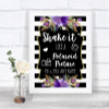 Black & White Stripes Purple Polaroid Picture Personalized Wedding Sign