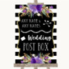 Black & White Stripes Purple Card Post Box Personalized Wedding Sign Black & White Stripes Purple Card Post Box Personalized Wedding Sign