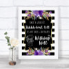 Black & White Stripes Purple Wishing Well Message Personalized Wedding Sign