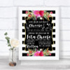 Black & White Stripes Pink Cheeseboard Cheese Song Personalized Wedding Sign