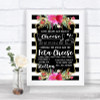 Black & White Stripes Pink Cheesecake Cheese Song Personalized Wedding Sign