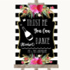 Black & White Stripes Pink Alcohol Says You Can Dance Personalized Wedding Sign