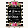 Black & White Stripes Pink Heaven Loved Ones Personalized Wedding Sign